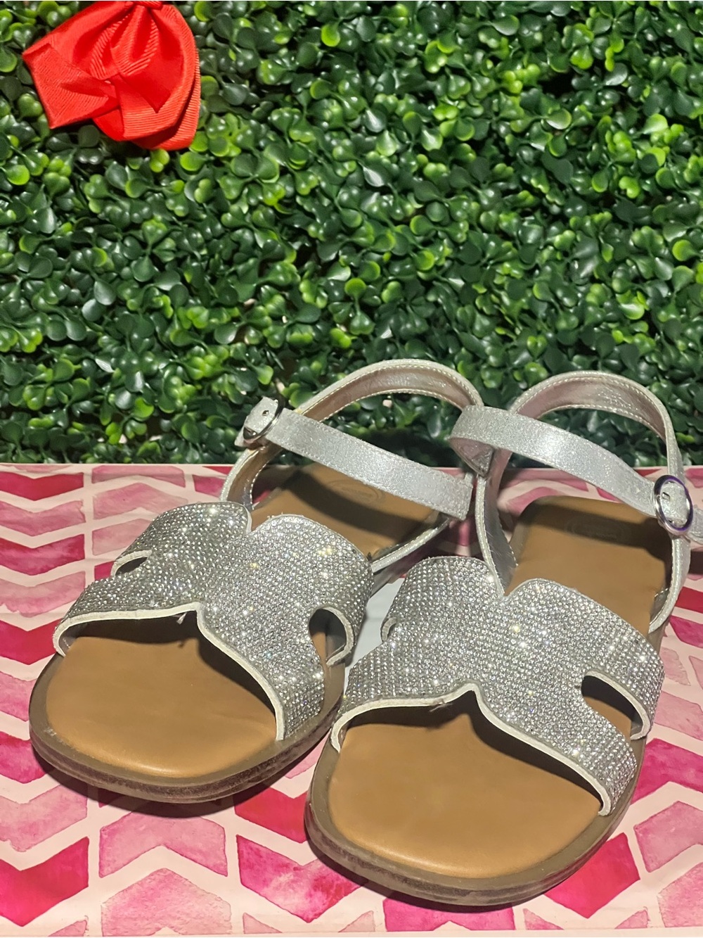 wonder nation Silver Glitter Girls Sandals